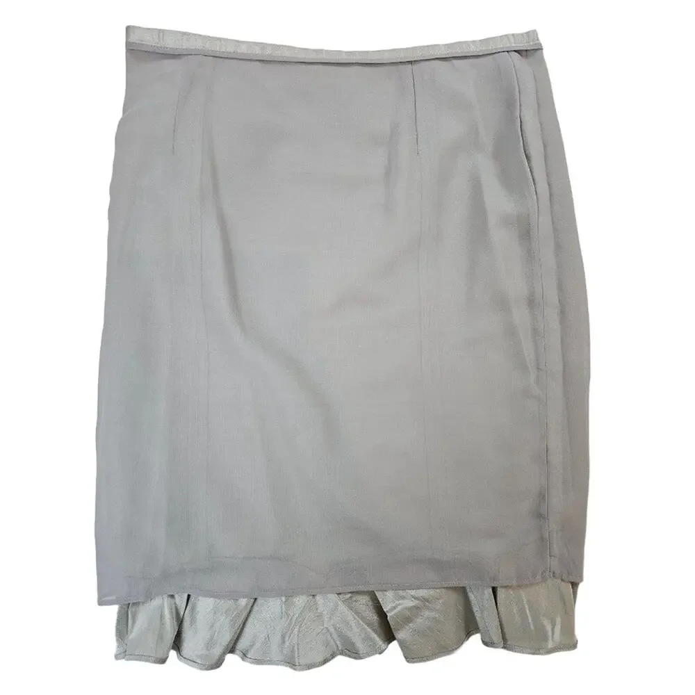 Armani Silver metallic pencil skirt with petal trim, size‎ 8 - Picture 3 of 7